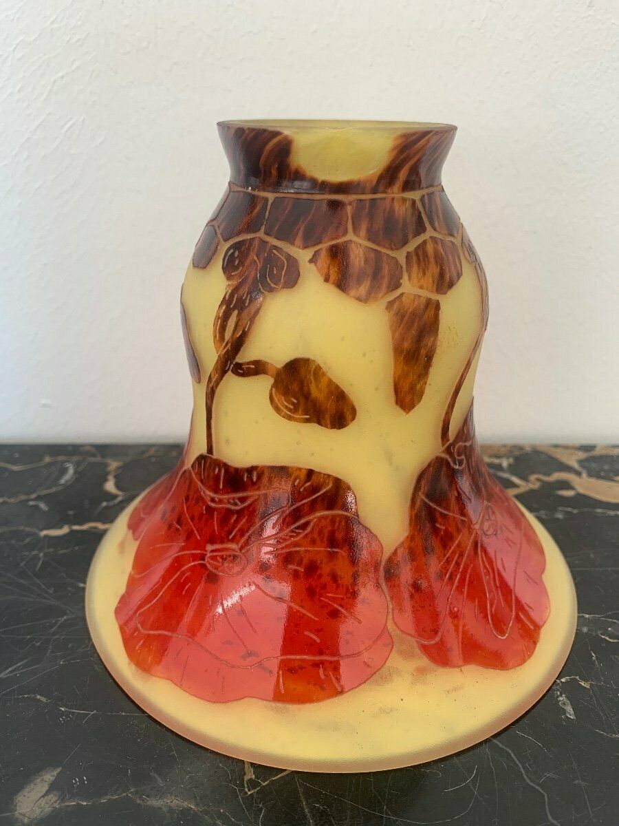 ル・ヴェール・フランセ（シュナイダー兄弟）アンティークテーブルランプ　ポピーの花