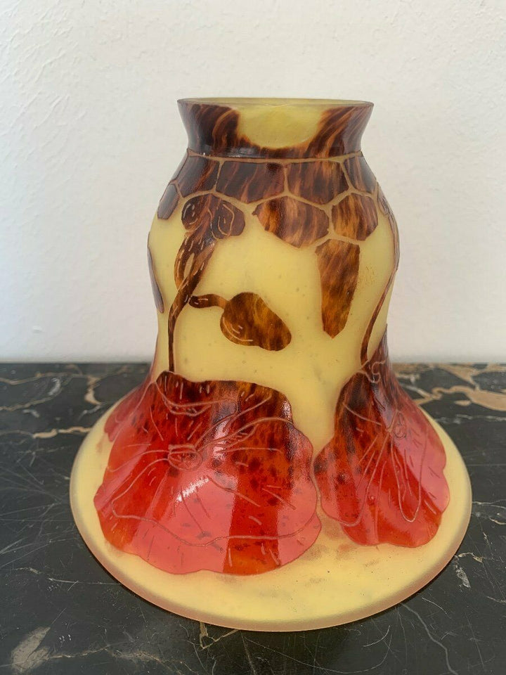 ル・ヴェール・フランセ（シュナイダー兄弟）アンティークテーブルランプ　ポピーの花