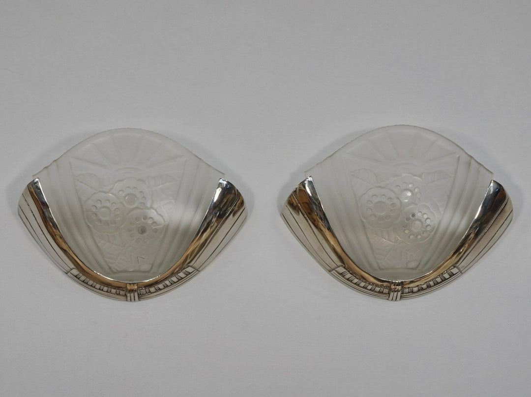 VIARMÉ : PAIR FRENCH ART DECO WALL SCONCES ........ lights 1930 lamp muller era