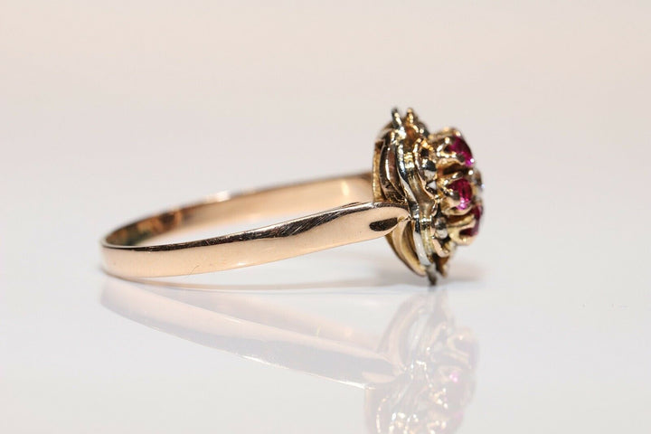 アンティーク 18K ナチュラルダイヤモンドとルビーのヴィクトリアンリング