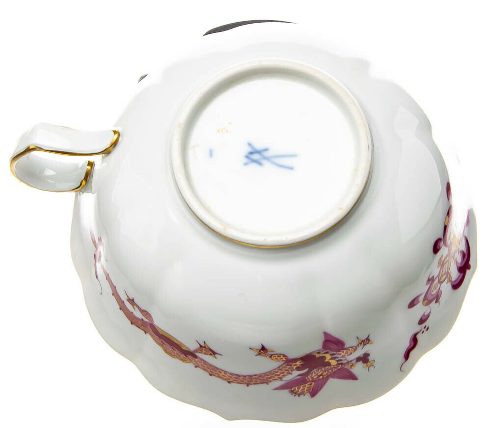 Teegedeck purpurner Drachendekor Meissen Neuer Ausschnitt 1. Wahl nach 1924