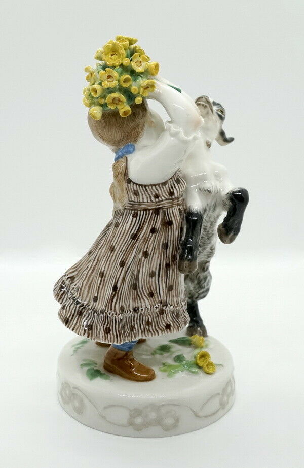 邁森 MEISSEN マイセン FIGUR MÄDCHEN MIT ZIEGE GIRL WITH GOAT E. HÖSEL NR: V114 UM 1910