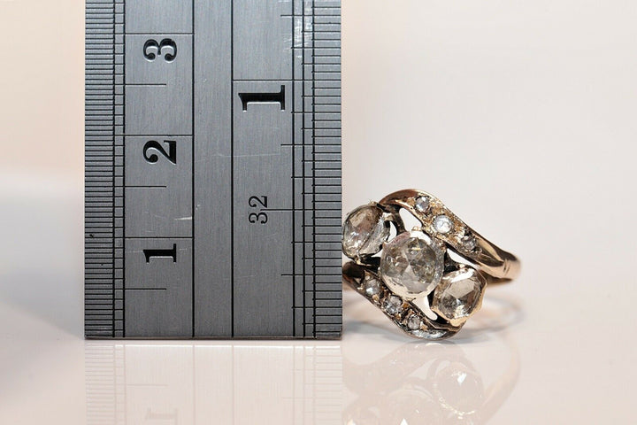 アンティーク 10K ナチュラルローズカットダイヤモンドのオスマンリング