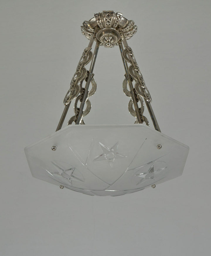 DEGUE : LARGE FRENCH 1930 ART DECO PENDANT CHANDELIER ... lustre lamp muller era
