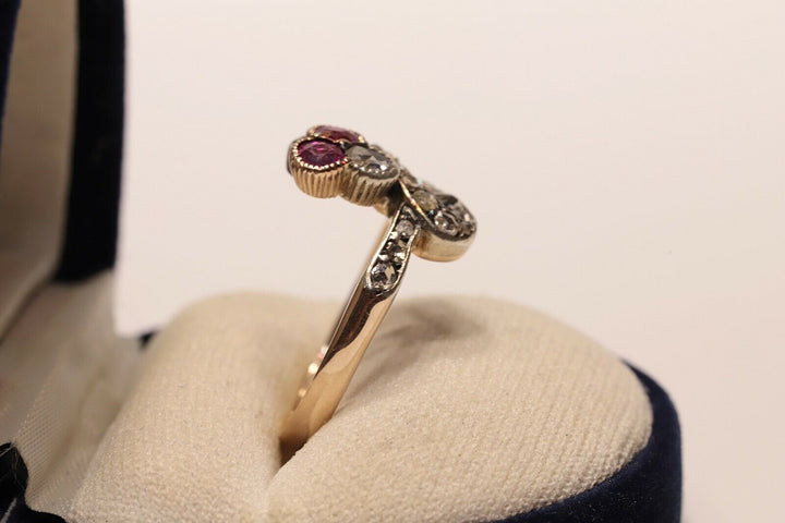 アンティーク オリジナル アールヌーヴォー 18K ナチュラルローズカット　ダイヤモンドのリング