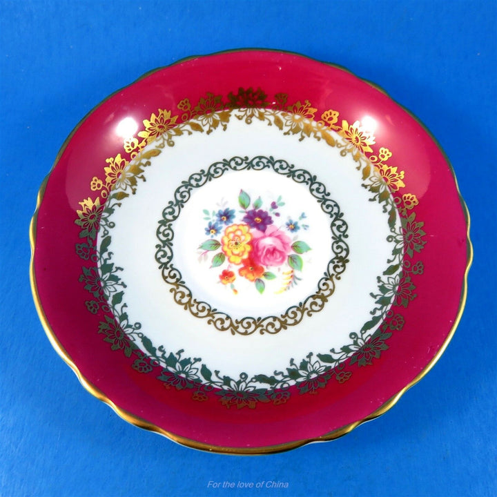 パラゴン　華麗な縁と赤や青の花柄カップ&ソーサー