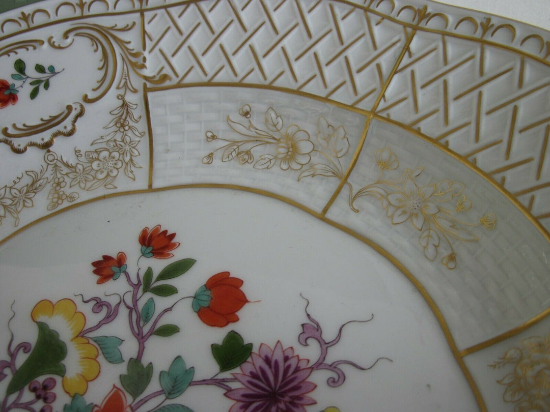 Schöner großer Meissen Wand-Teller mit vielen Indischen Blumen und Gold