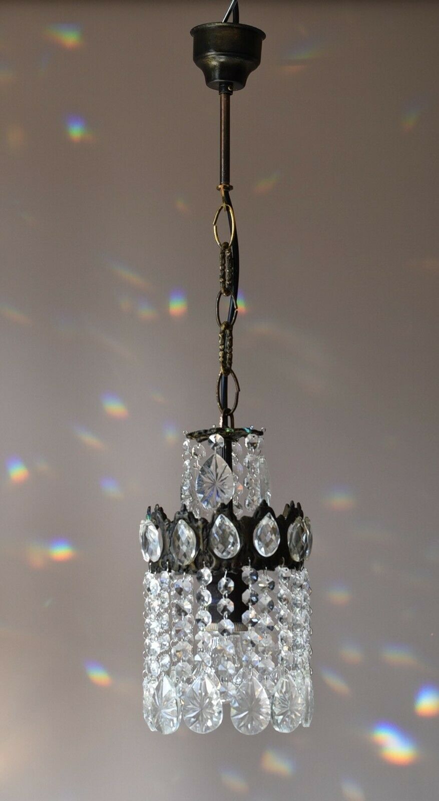 Ornate Mini Vintage Crystal Chandelier in Antique French Style, Home Lighting