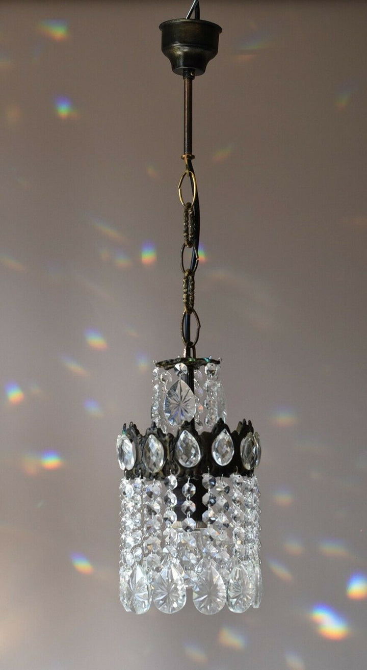 Ornate Mini Vintage Crystal Chandelier in Antique French Style, Home Lighting