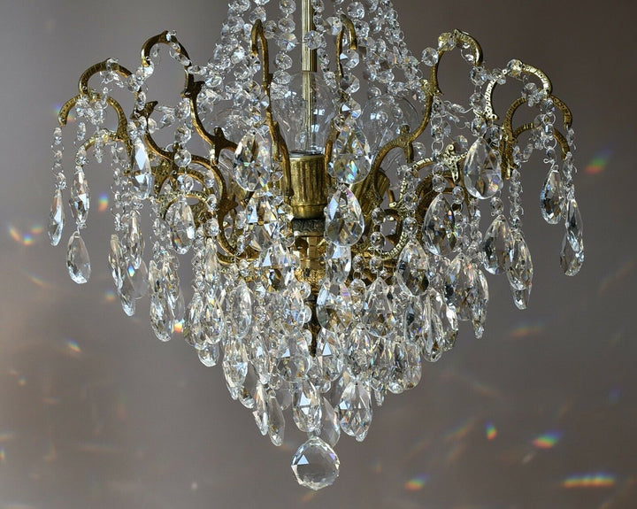 Two Antique Vintage crystal Chandelier Ornate Matching Pair of Lighting, Pendant