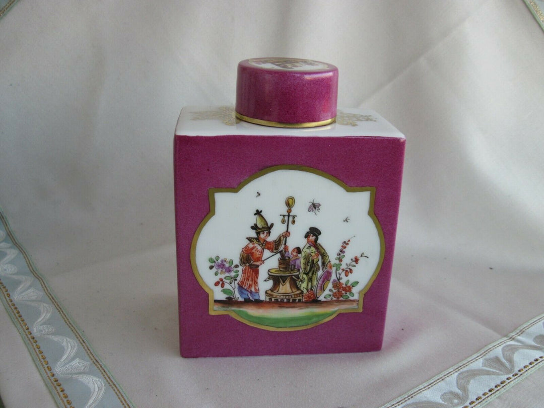 Schöne Meissen Teedose mit vielen Indischen Blumen und Chinoiserie