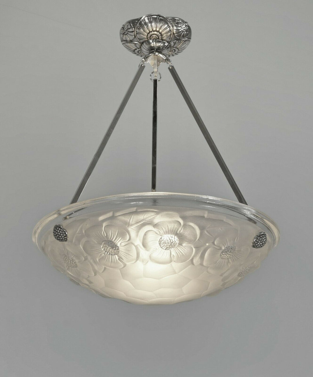 DEGUE & JAMAIN French 1930 art deco pendant . chandelier lamp muller era France