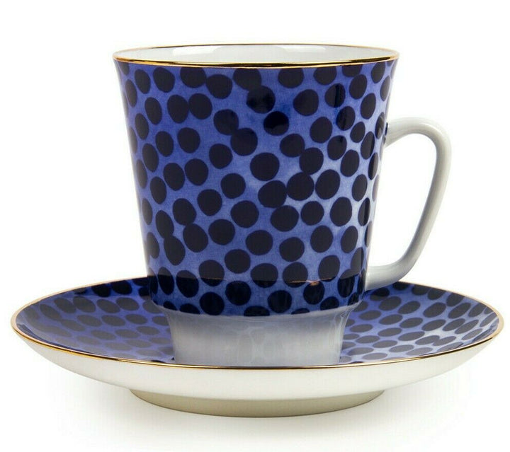 Blue Imperial Porcelain Teacup & Saucer, Mood#4 Pattern, LOMONOSOV, LFZ, 165 ml