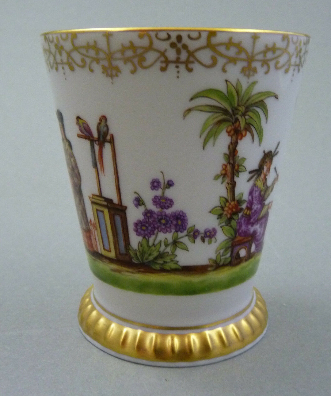Becher Chinoserien = Höroldt Dekor 286793 = Chinesen + Tiere Meissen 1.Wahl TOP