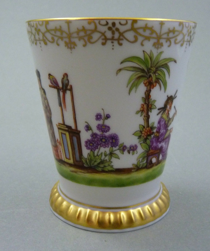 Becher Chinoserien = Höroldt Dekor 286793 = Chinesen + Tiere Meissen 1.Wahl TOP