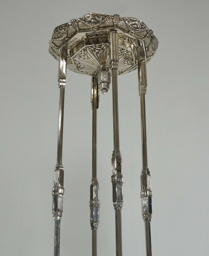 H.PETITOT & MULLER FRERES : French 1930 art deco chandelier