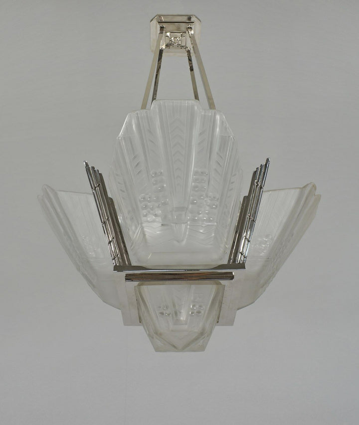 EJG : FRENCH ART DECO CHANDELIER ...........................1930 muller era lamp