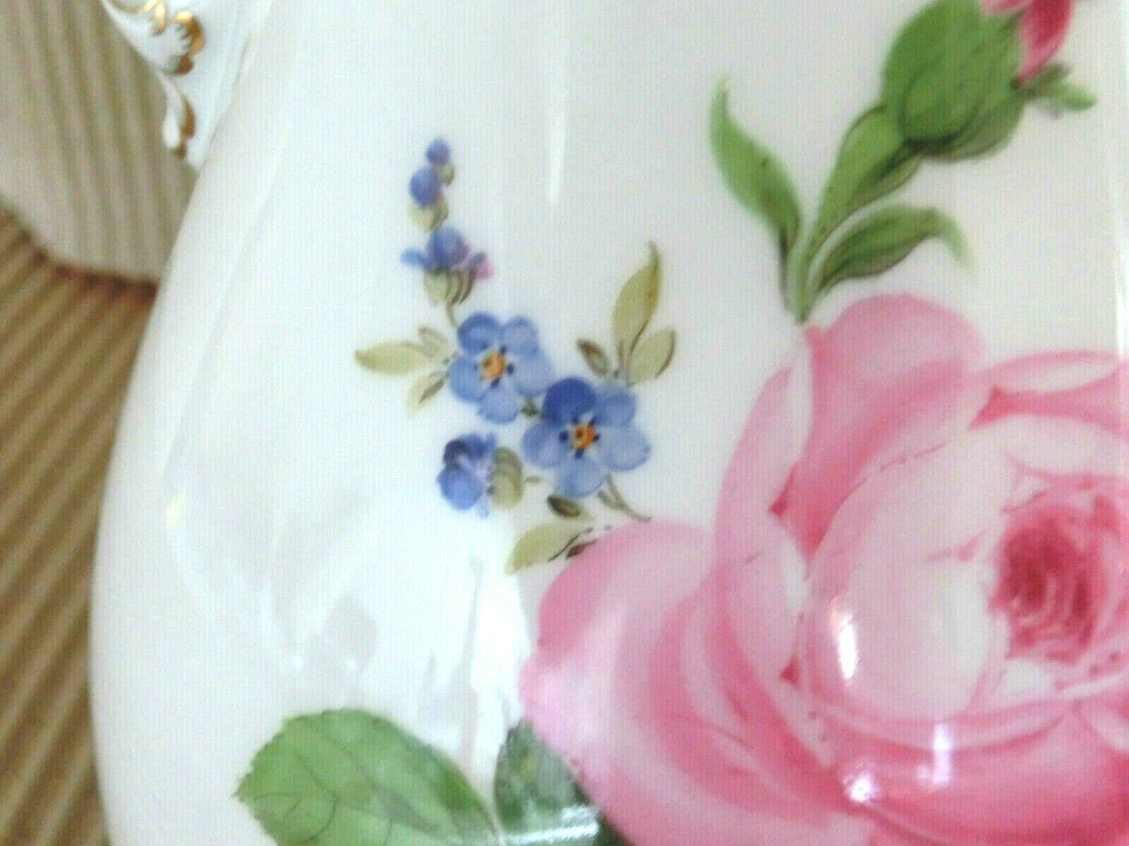 マイセン(Meissen) コーヒーポット ピンクローズ・勿忘草 金縁 1級品