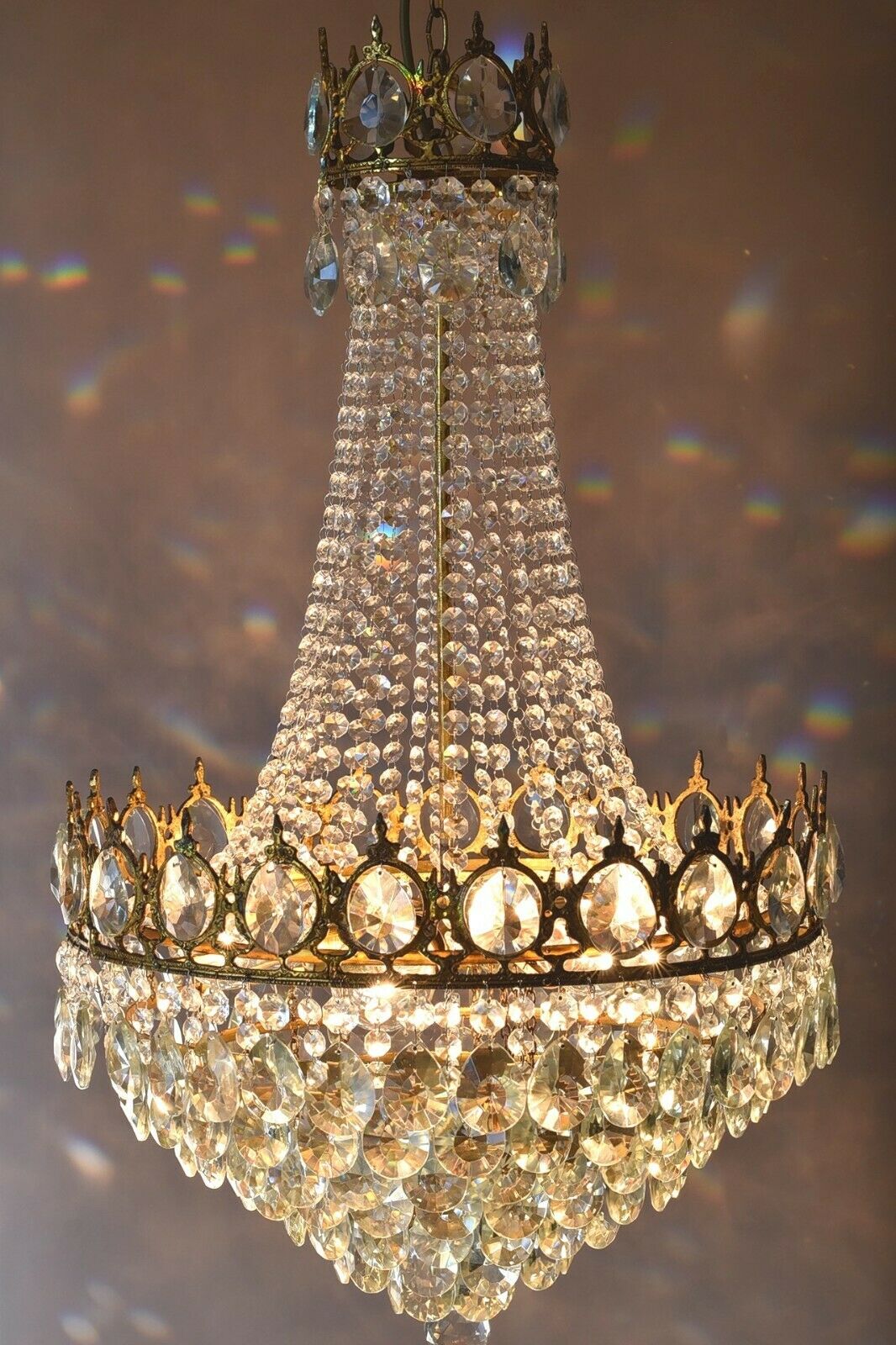 French Empire Crystal Chandelier Antique Vintage Ceiling Lighting Pendant Lamp