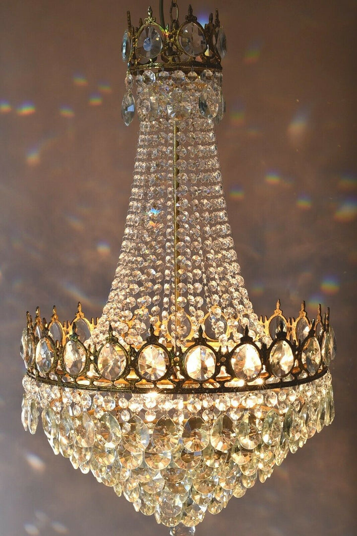 French Empire Crystal Chandelier Antique Vintage Ceiling Lighting Pendant Lamp