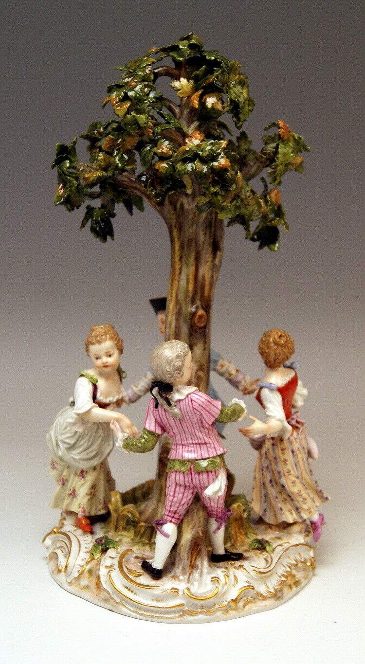 MEISSEN FIGUR GRUPPE GÄRTNER KINDER REIGEN GARDENER CHILDREN MNR: 2728 UM 1850