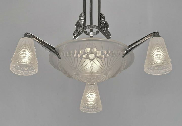 HETTIER & VINCENT and Schneider : French art deco chandelier ....... 1930 France