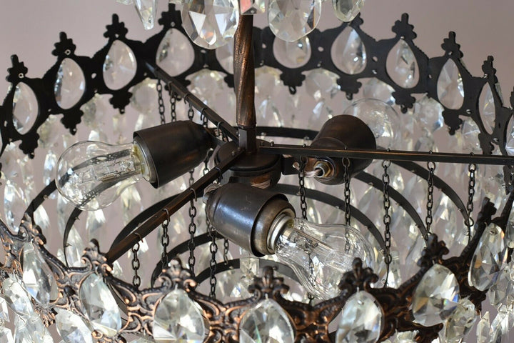 Brass Antique/ Vintage Crystal Chandelier, Hallway Lighting Light Pendant Lamp