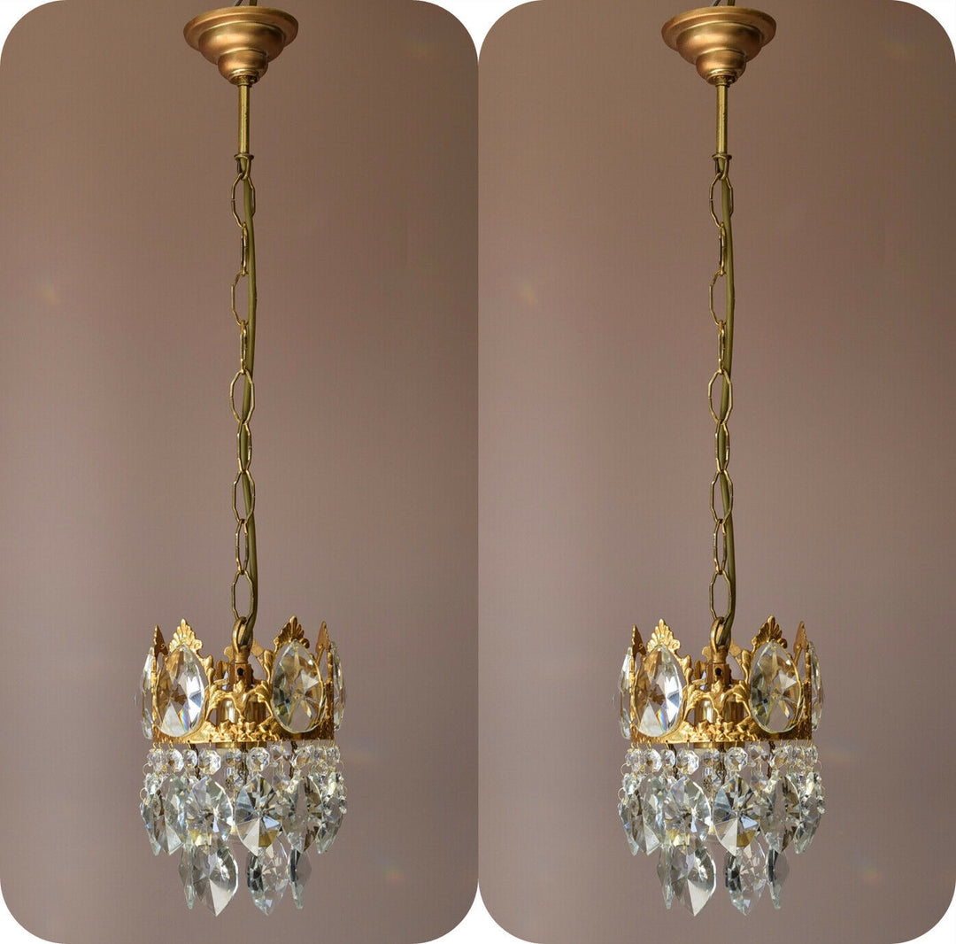 Two Matching Antique Crystal Chandeliers,Vi