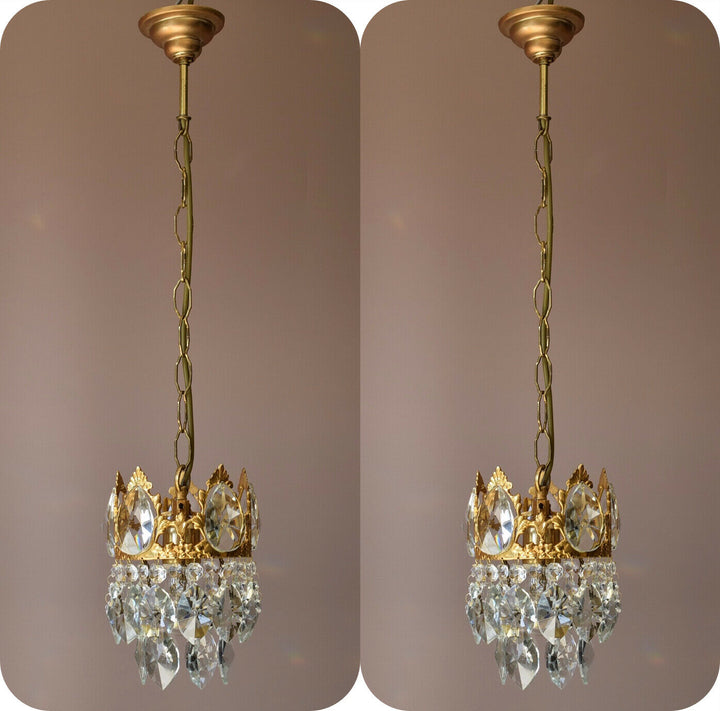 Two Matching Antique Crystal Chandeliers,Vi