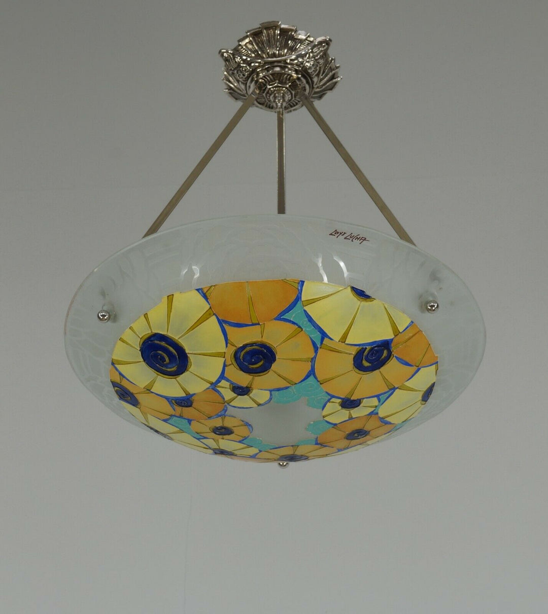 LOYS LUCHA : FRENCH 1930 ART DECO CHANDELIER ...... pendant lamp daum era France