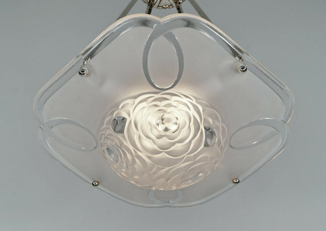DEGUE : FRENCH 1930 ART DECO PENDANT ......... chandelier lamp muller era France