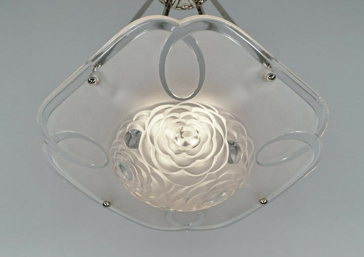 DEGUE : FRENCH 1930 ART DECO PENDANT ......... chandelier lamp muller era France