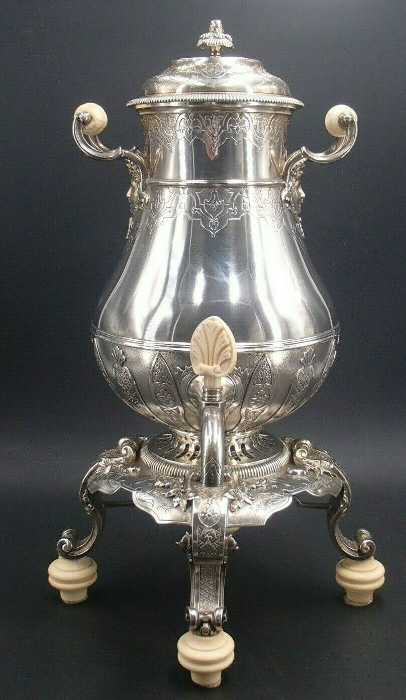 CARDEILHAC RARE SAMOVAR FONTAINE A THE REGENCE EN ARGENT MASSIF POINCON MINERVE