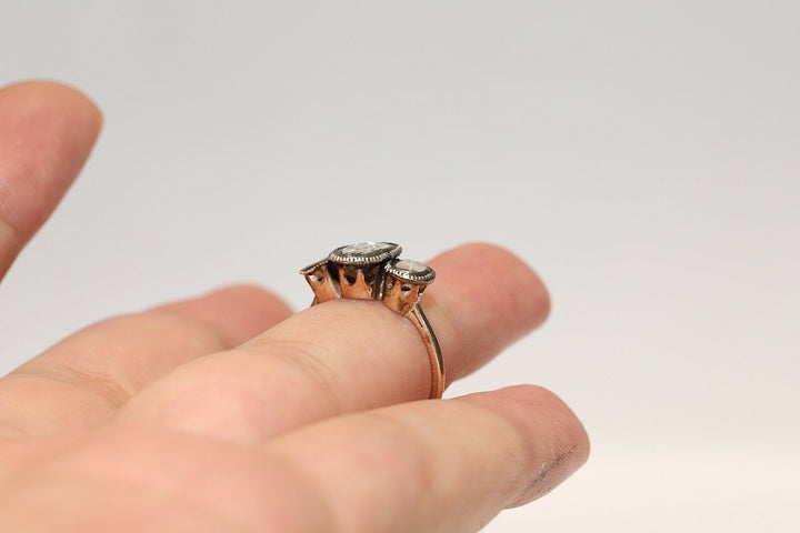 オリジナル ヴィンテージ 14K ナチュラルローズカットダイヤモンドのリング