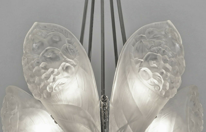 SCHNEIDER : LARGE FRENCH 1930 ART DECO CHANDELIER ....... lustre lamp muller era