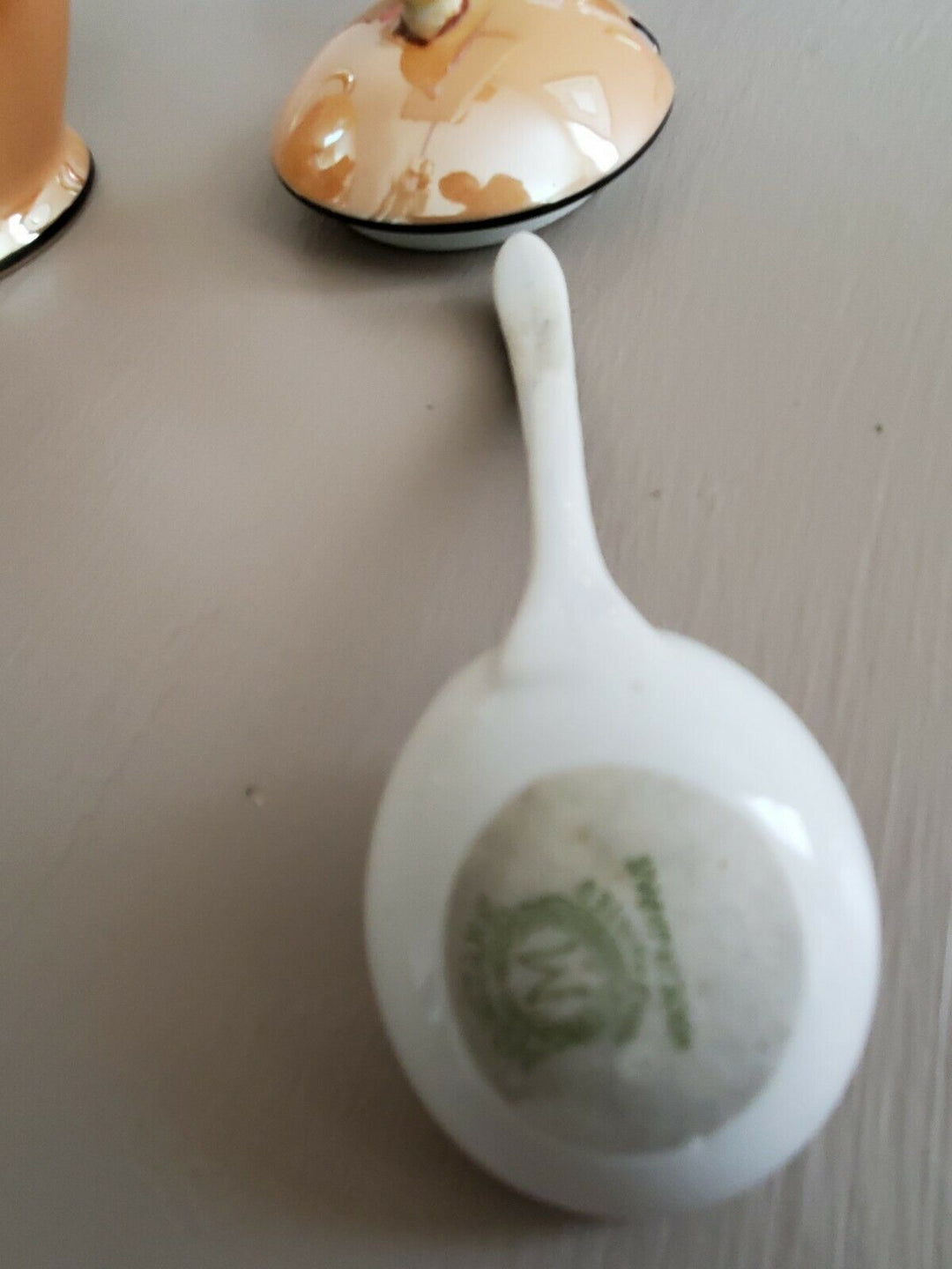 *RARE* Noritake Peach Lustre Bird Finial Sugar Bowl & Original Porcelain Spoon!