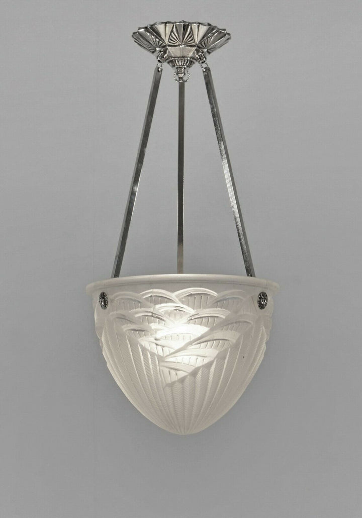 MAYNADIER & SCHNEIDER : FRENCH ART DECO PENDANT CHANDELIER 1930 lamp muller era