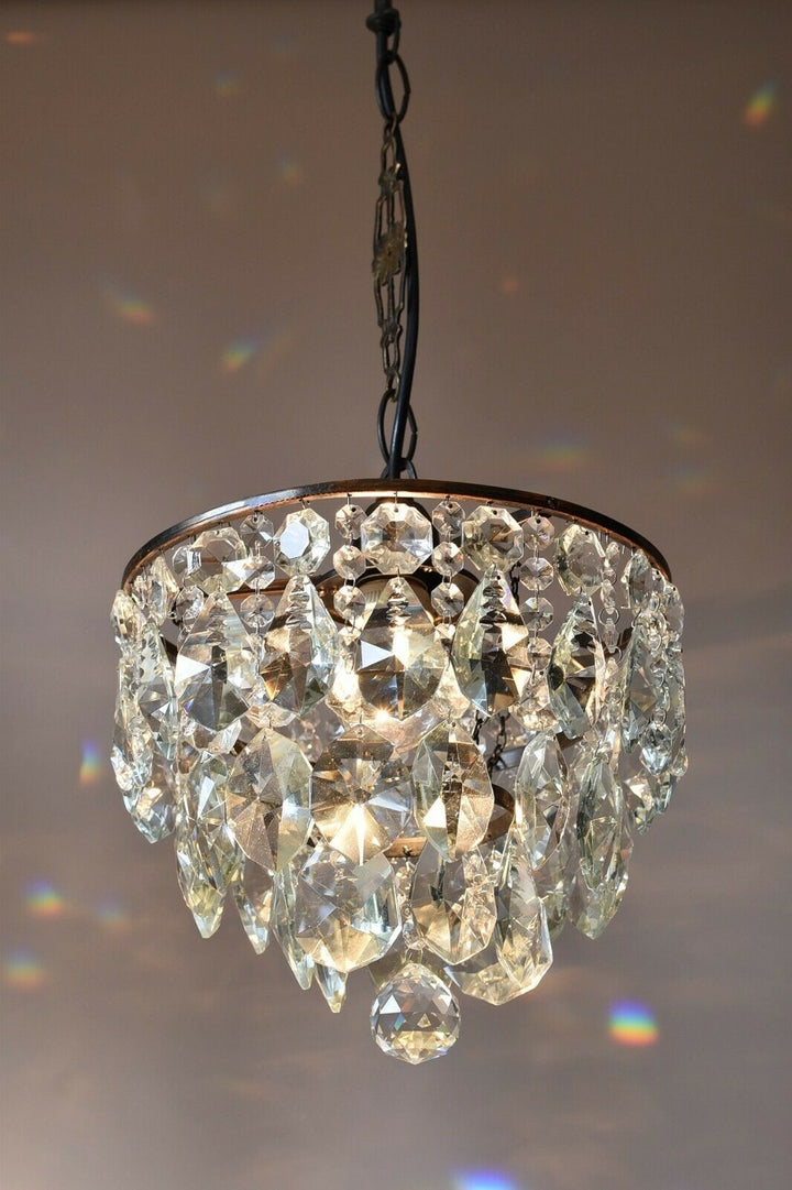 Mini Vintage Crystal Chandelier in Antique French Style Lighting Pendant Lamp