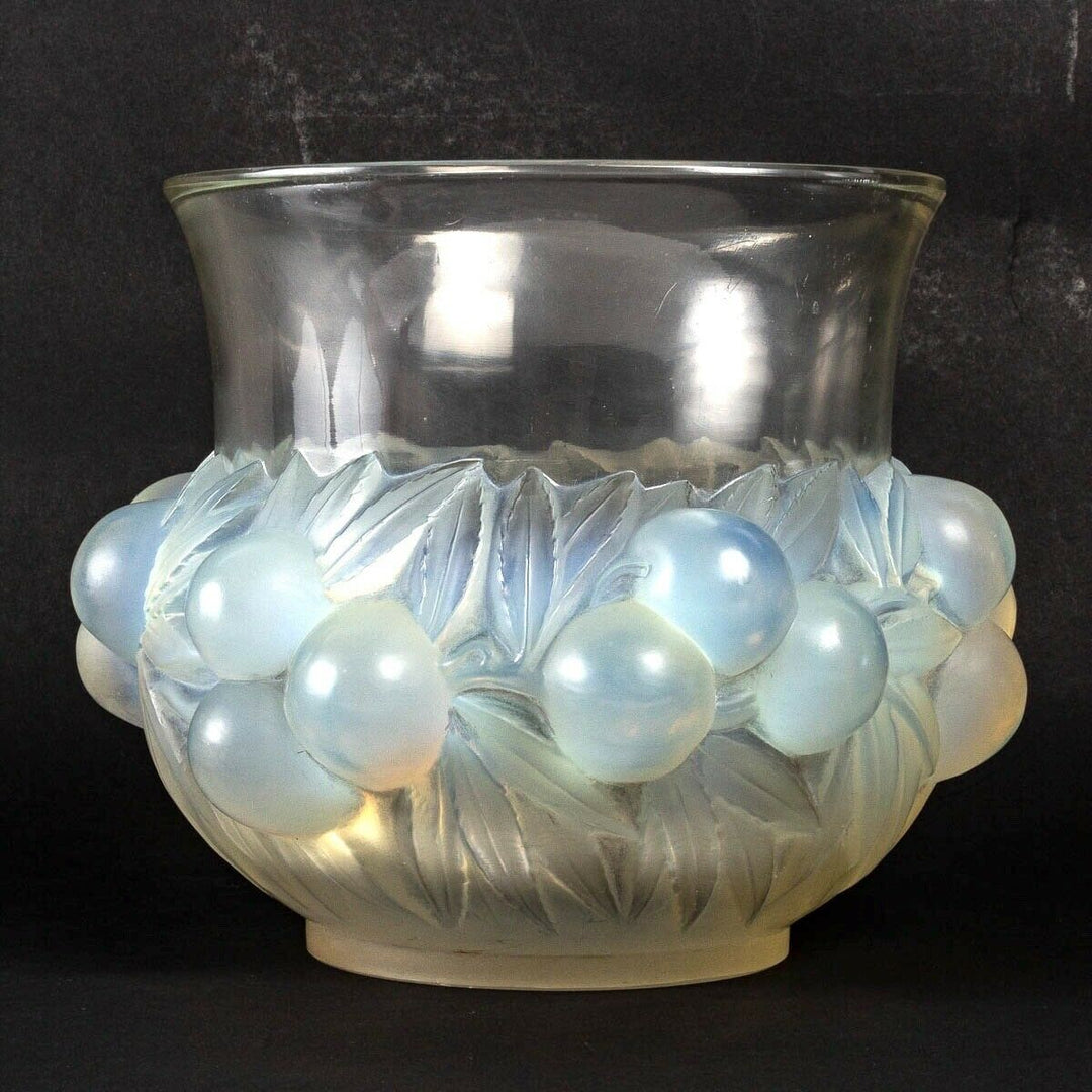 Vase Prunes Verre Opalescent René Lalique R.Lalique Opalescence Glass Plums