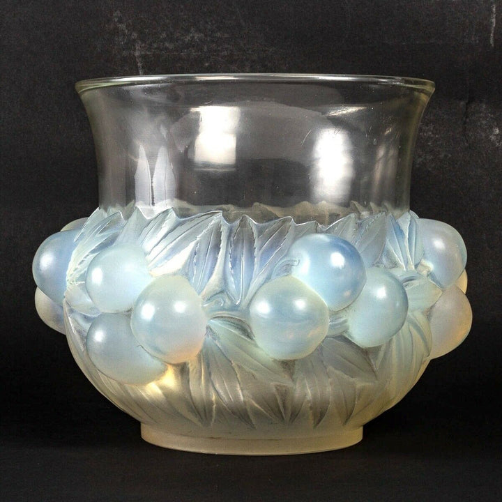 Vase Prunes Verre Opalescent René Lalique R.Lalique Opalescence Glass Plums