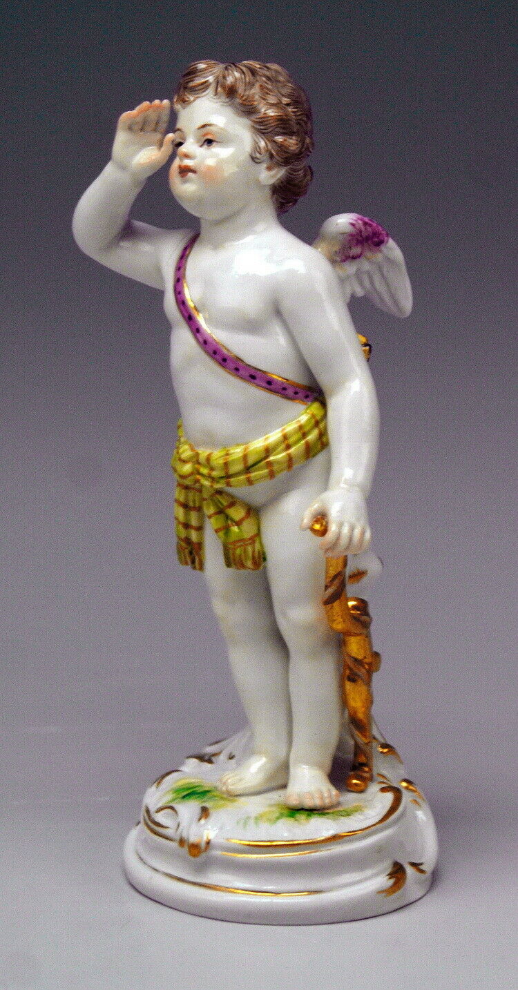 邁森 MEISSEN マイセン FIGUR AMORETTE AMOR CHERUB SALUTING A. RINGLER NR:O173 UM 1870
