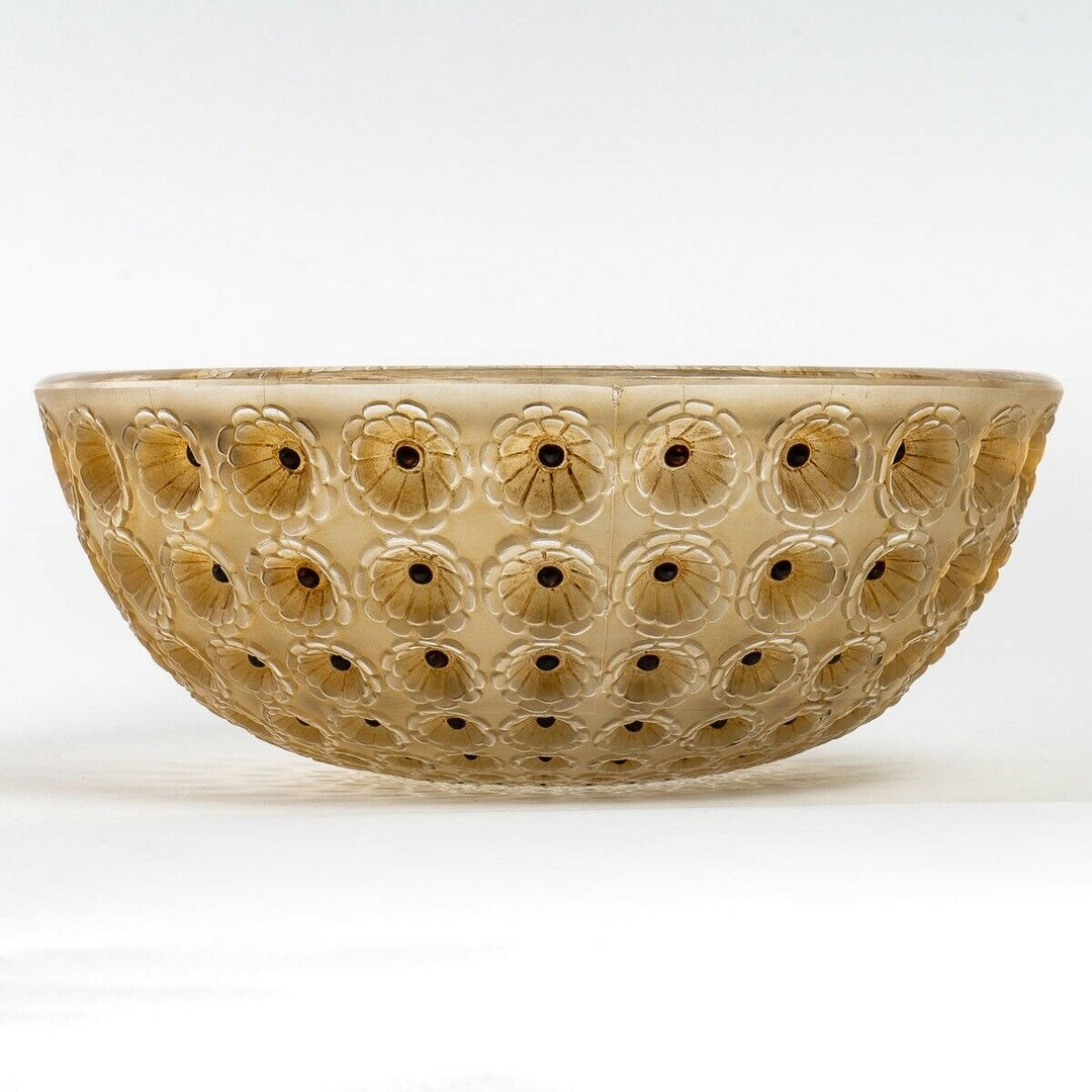 Coupe Nemours Rene Lalique R.Lalique Émaillé Noir Patine Sépia Enamel Stain Bowl