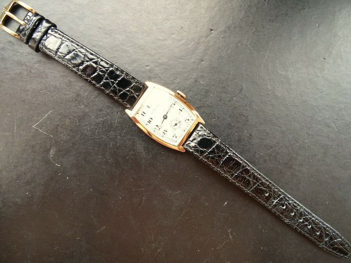 Rolex ♛ Art Deco 578 Rose Gold 9C 375 Tonneau Antique Luxury Men's Watch 1930