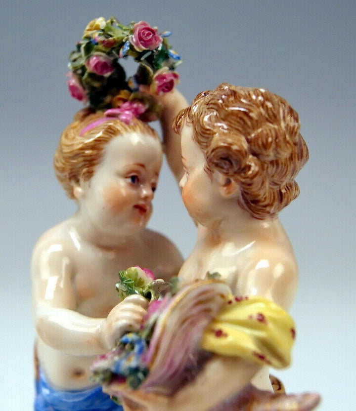 邁森 MEISSEN マイセン FIGUR 2 TANZENDE PUTTEN AMORETTEN 2 CHERUBS MNR: 2991 UM 1860