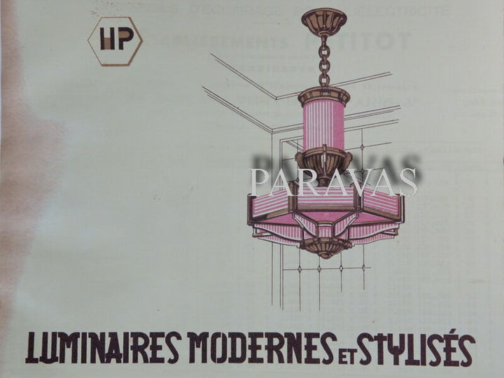 PETITOT : LARGE FRENCH 1930 ART DECO CHANDELIER ...... lustre bronze muller era