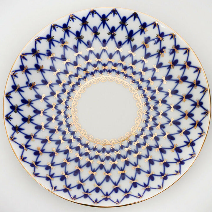 Classic Cobalt Net Teacup and Saucer by Imperial Porcelain Lomonosov LFZ IFZ