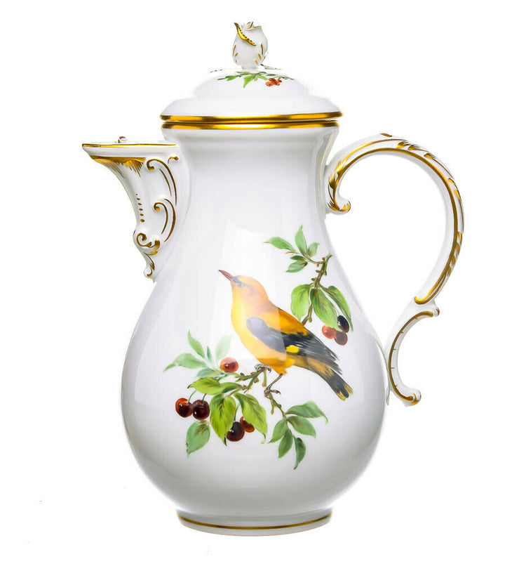 Kaffeekanne Vogel- & Zweigmalerei Meissen Neuer Ausschnitt Mitarbeiterware 22 cm
