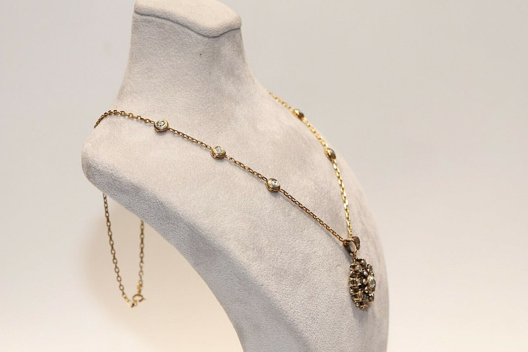 アンティーク オスマン朝 14K ゴールド 天然ローズカット ダイヤモンド装飾ネックレス