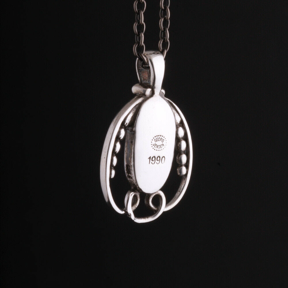 GEORG JENSEN Sterling Pendant Of The Year 1990, Silver, Silverstone. RARE!