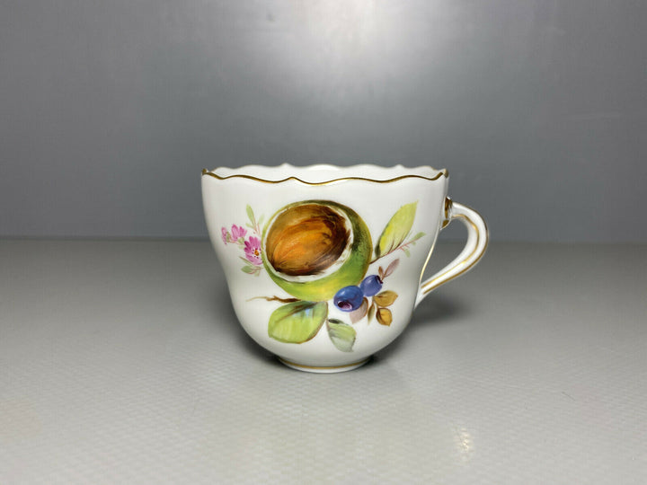 MEISSEN MOKKA GEDECK 2-TLG TASSE UT OBST FRÜCHTE MALEREI WALNUSS BEEREN BLUMEN